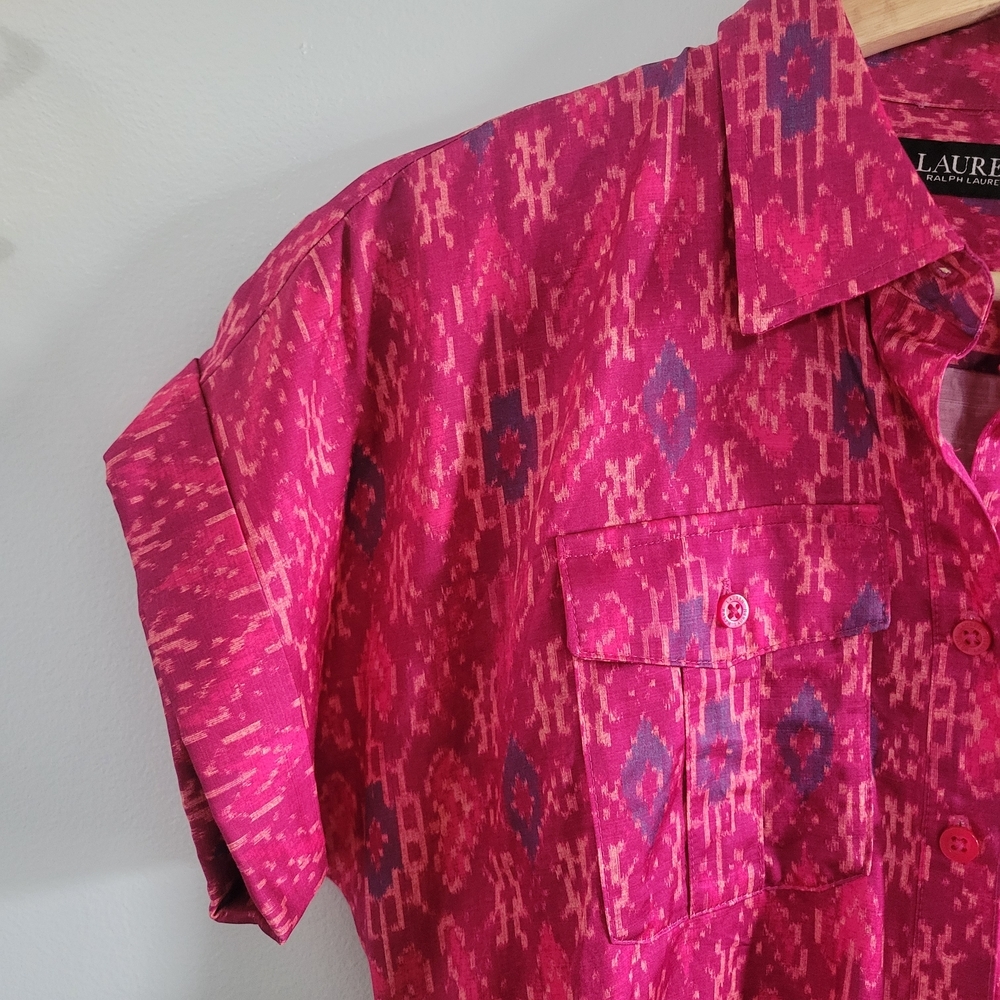 LAUREN RALPH LAUREN Size 2 Geo-Print Shantung Midi Dress - Picture 7 of 14